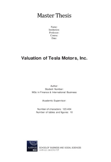 Valuation of Tesla Motors, Inc