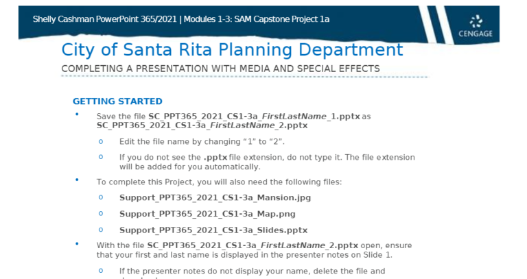 Shelly Cashman PowerPoint 365/2021 | Modules 1-3: SAM Capstone Project 1a