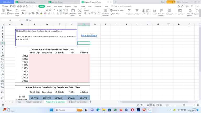 Paste * x_(0) cut Calibri Home Data file (1).xlsx Chapter 7