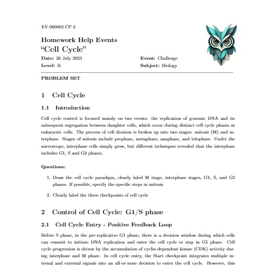 Investigation of the G1/S phase checkpoint in the cell cycle